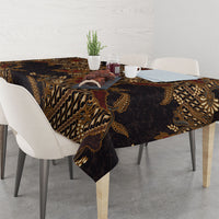 Indonesian Parang Batik Tablecloth Brown Gold Floral Pattern LT05 - Polynesian Pride