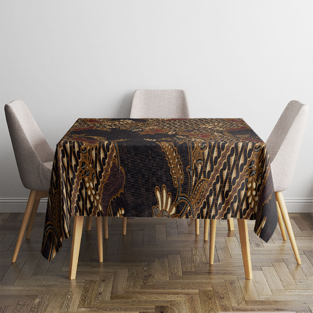 Indonesian Parang Batik Tablecloth Brown Gold Floral Pattern LT05 - Polynesian Pride