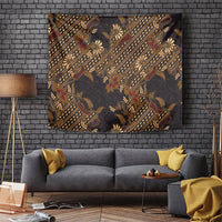 Indonesian Parang Batik Tapestry Brown Gold Floral Pattern LT05 Brown - Polynesian Pride
