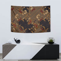 Indonesian Parang Batik Tapestry Brown Gold Floral Pattern LT05 - Polynesian Pride