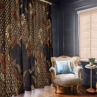 Indonesian Parang Batik Window Curtain Brown Gold Floral Pattern LT05 - Polynesian Pride