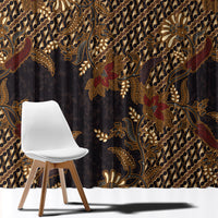Indonesian Parang Batik Window Curtain Brown Gold Floral Pattern LT05 - Polynesian Pride