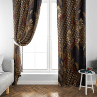 Indonesian Parang Batik Window Curtain Brown Gold Floral Pattern LT05 - Polynesian Pride