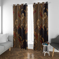 Indonesian Parang Batik Window Curtain Brown Gold Floral Pattern LT05 With Grommets Brown - Polynesian Pride