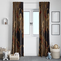 Indonesian Parang Batik Window Curtain Brown Gold Floral Pattern LT05 - Polynesian Pride