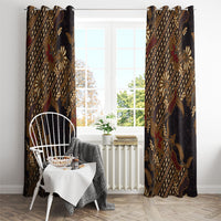 Indonesian Parang Batik Window Curtain Brown Gold Floral Pattern LT05 - Polynesian Pride