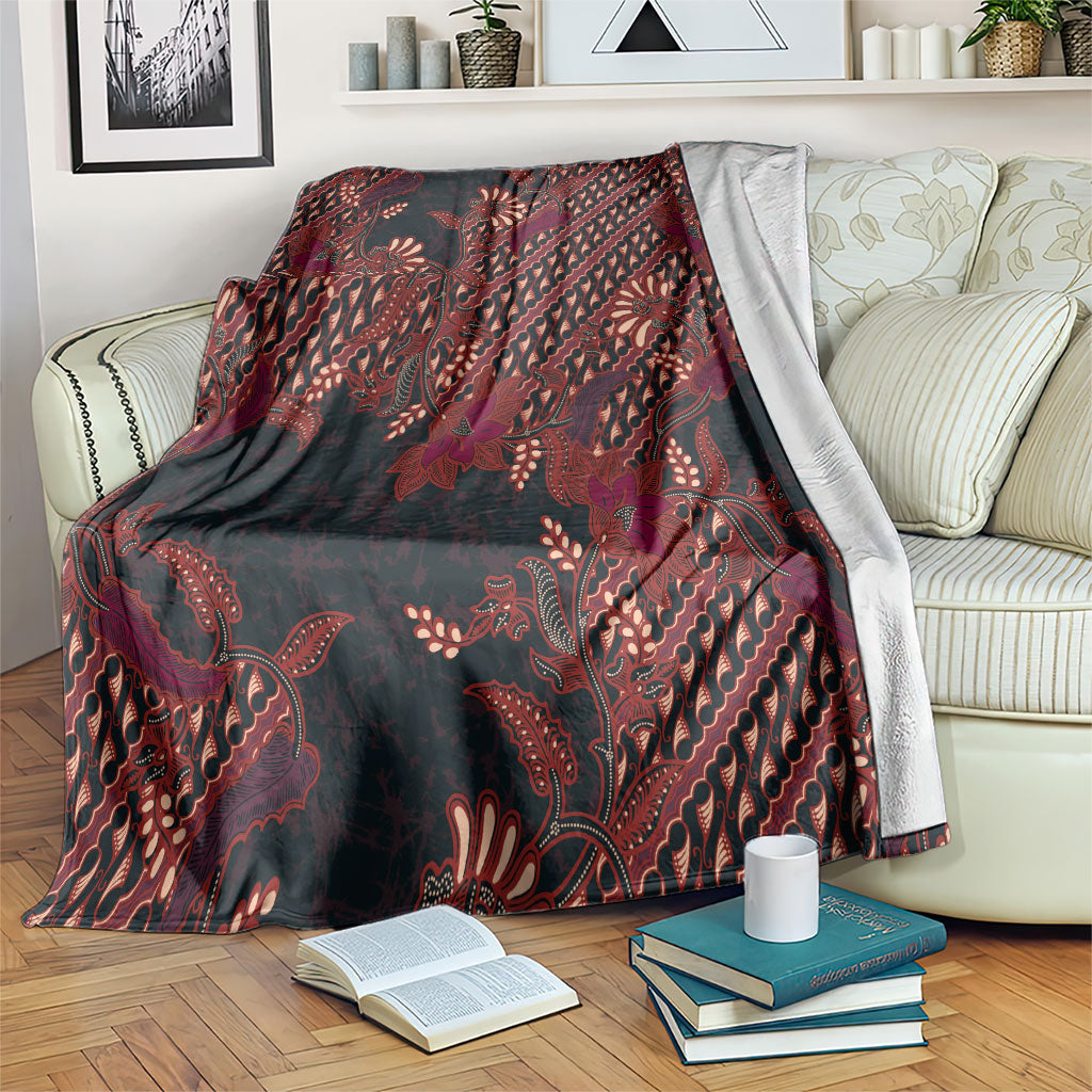 Indonesian Parang Batik Blanket Red Floral Pattern LT05 Red - Polynesian Pride