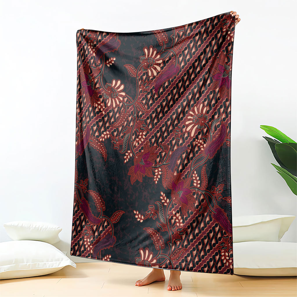 Indonesian Parang Batik Blanket Red Floral Pattern LT05 - Polynesian Pride