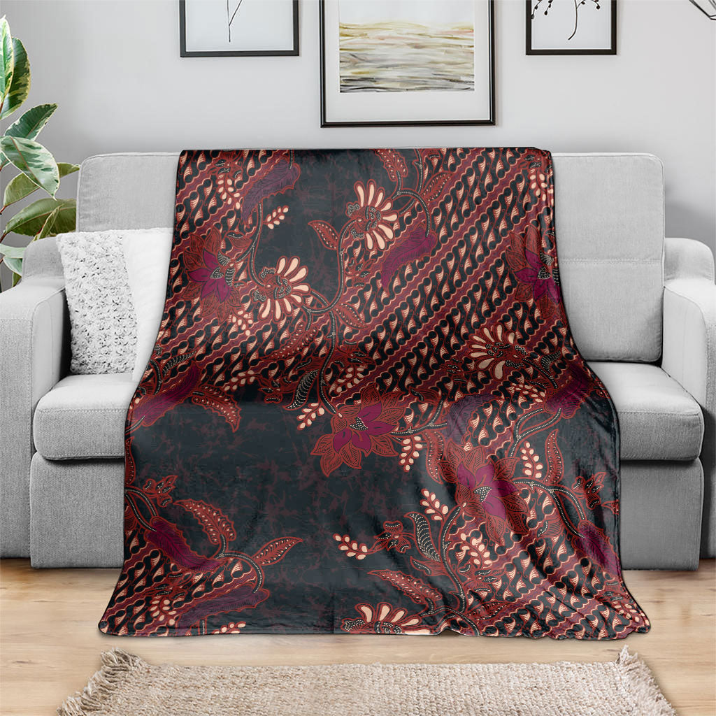 Indonesian Parang Batik Blanket Red Floral Pattern LT05 - Polynesian Pride