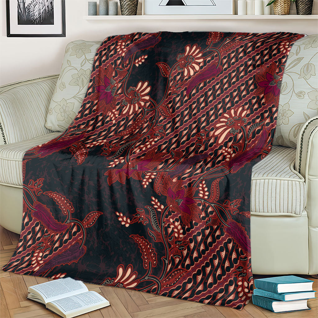 Indonesian Parang Batik Blanket Red Floral Pattern LT05 - Polynesian Pride