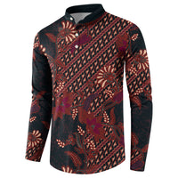 Indonesian Parang Batik Button Sweatshirt Red Floral Pattern LT05 - Polynesian Pride