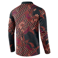 Indonesian Parang Batik Button Sweatshirt Red Floral Pattern LT05 - Polynesian Pride