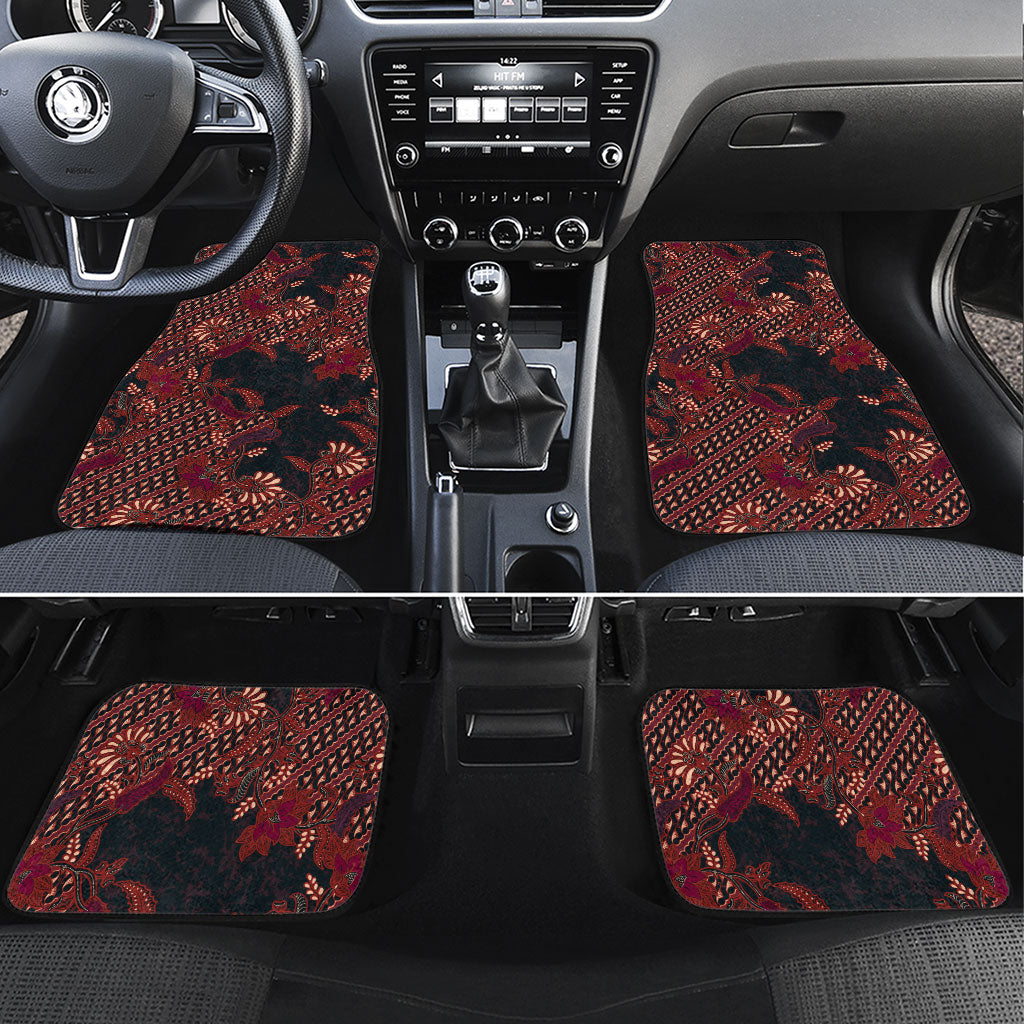 Indonesian Parang Batik Car Mats Red Floral Pattern LT05 Set 4pcs Red - Polynesian Pride