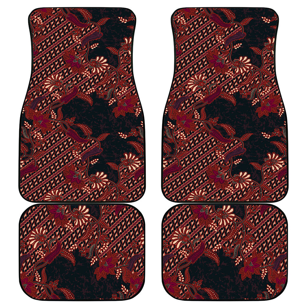 Indonesian Parang Batik Car Mats Red Floral Pattern LT05 - Polynesian Pride