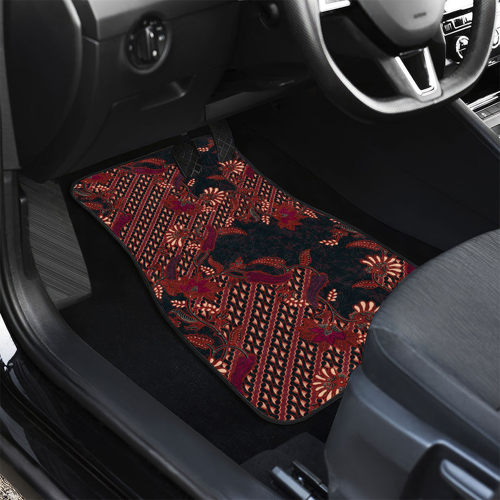 Indonesian Parang Batik Car Mats Red Floral Pattern LT05 - Polynesian Pride