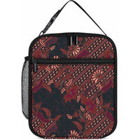 Indonesian Parang Batik Lunch Bag Red Floral Pattern LT05 10.2 × 8.3 × 4.3 inch Red - Polynesian Pride