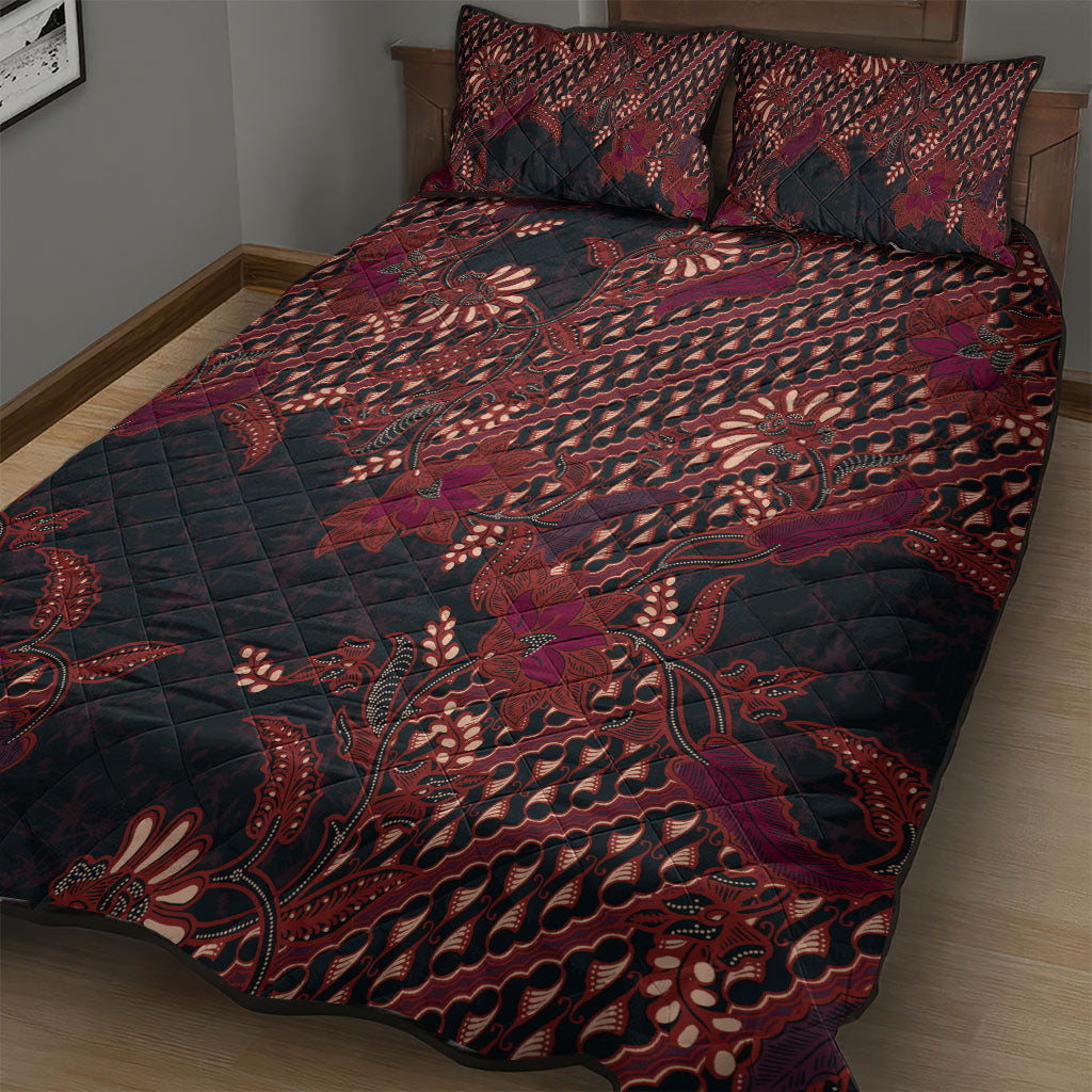 Indonesian Parang Batik Quilt Bed Set Red Floral Pattern LT05 - Polynesian Pride