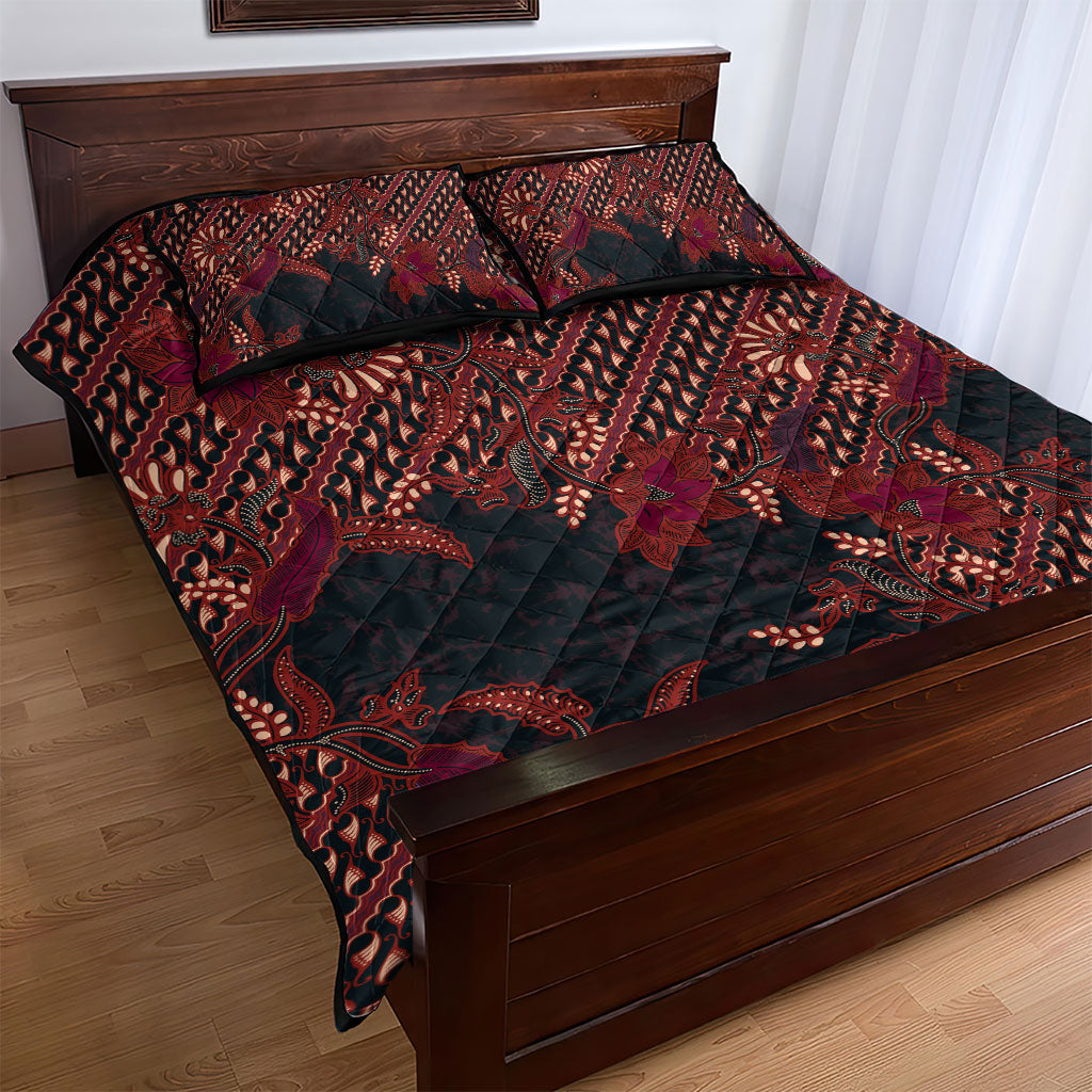 Indonesian Parang Batik Quilt Bed Set Red Floral Pattern LT05 - Polynesian Pride