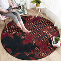 Indonesian Parang Batik Round Carpet Red Floral Pattern LT05 - Polynesian Pride