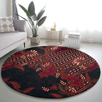 Indonesian Parang Batik Round Carpet Red Floral Pattern LT05 - Polynesian Pride