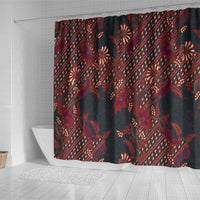 Indonesian Parang Batik Shower Curtain Red Floral Pattern LT05 - Polynesian Pride