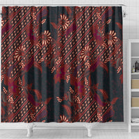 Indonesian Parang Batik Shower Curtain Red Floral Pattern LT05 - Polynesian Pride