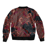 Indonesian Parang Batik Sleeve Zip Bomber Jacket Red Floral Pattern LT05 - Polynesian Pride