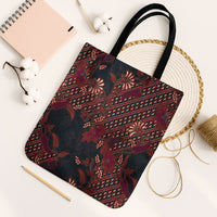 Indonesian Parang Batik Tote Bag Red Floral Pattern LT05 Black Strap One Size Red - Polynesian Pride
