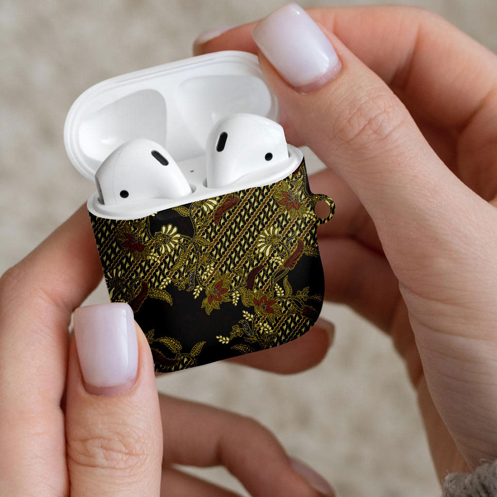 Indonesian Parang Batik AirPods Case Yellow Floral Pattern LT05 - Polynesian Pride