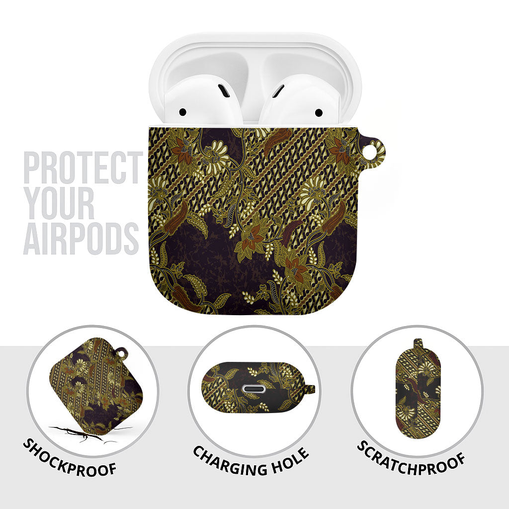 Indonesian Parang Batik AirPods Case Yellow Floral Pattern LT05 - Polynesian Pride