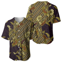 Indonesian Parang Batik Baseball Jersey Yellow Floral Pattern LT05 - Polynesian Pride