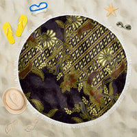 Indonesian Parang Batik Beach Blanket Yellow Floral Pattern LT05 One Size 150cm Yellow - Polynesian Pride