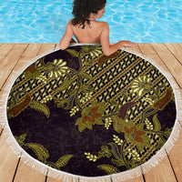 Indonesian Parang Batik Beach Blanket Yellow Floral Pattern LT05 - Polynesian Pride