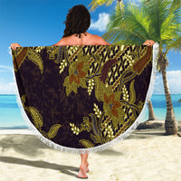 Indonesian Parang Batik Beach Blanket Yellow Floral Pattern LT05 - Polynesian Pride