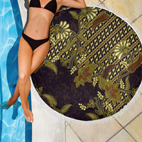 Indonesian Parang Batik Beach Blanket Yellow Floral Pattern LT05 - Polynesian Pride