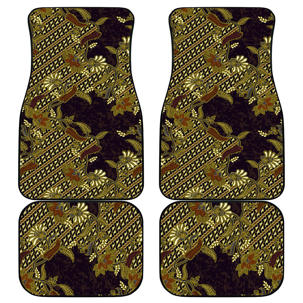 Indonesian Parang Batik Car Mats Yellow Floral Pattern LT05 - Polynesian Pride