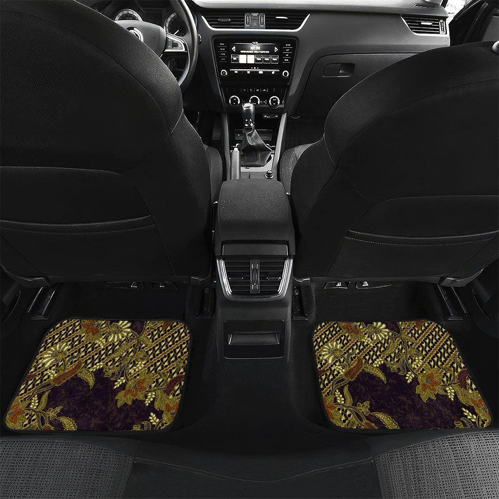 Indonesian Parang Batik Car Mats Yellow Floral Pattern LT05 Set 2pcs - Back Yellow - Polynesian Pride