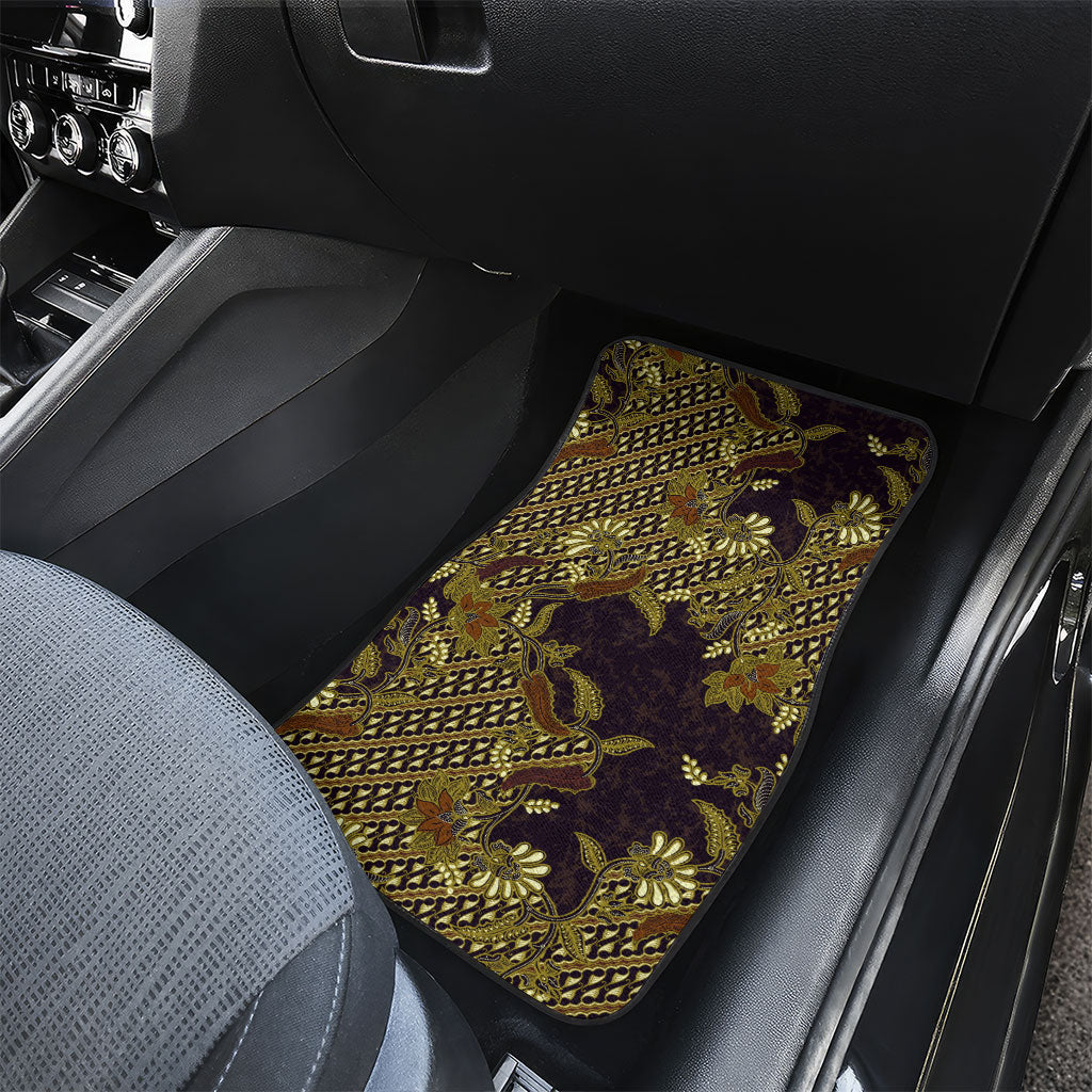 Indonesian Parang Batik Car Mats Yellow Floral Pattern LT05 - Polynesian Pride
