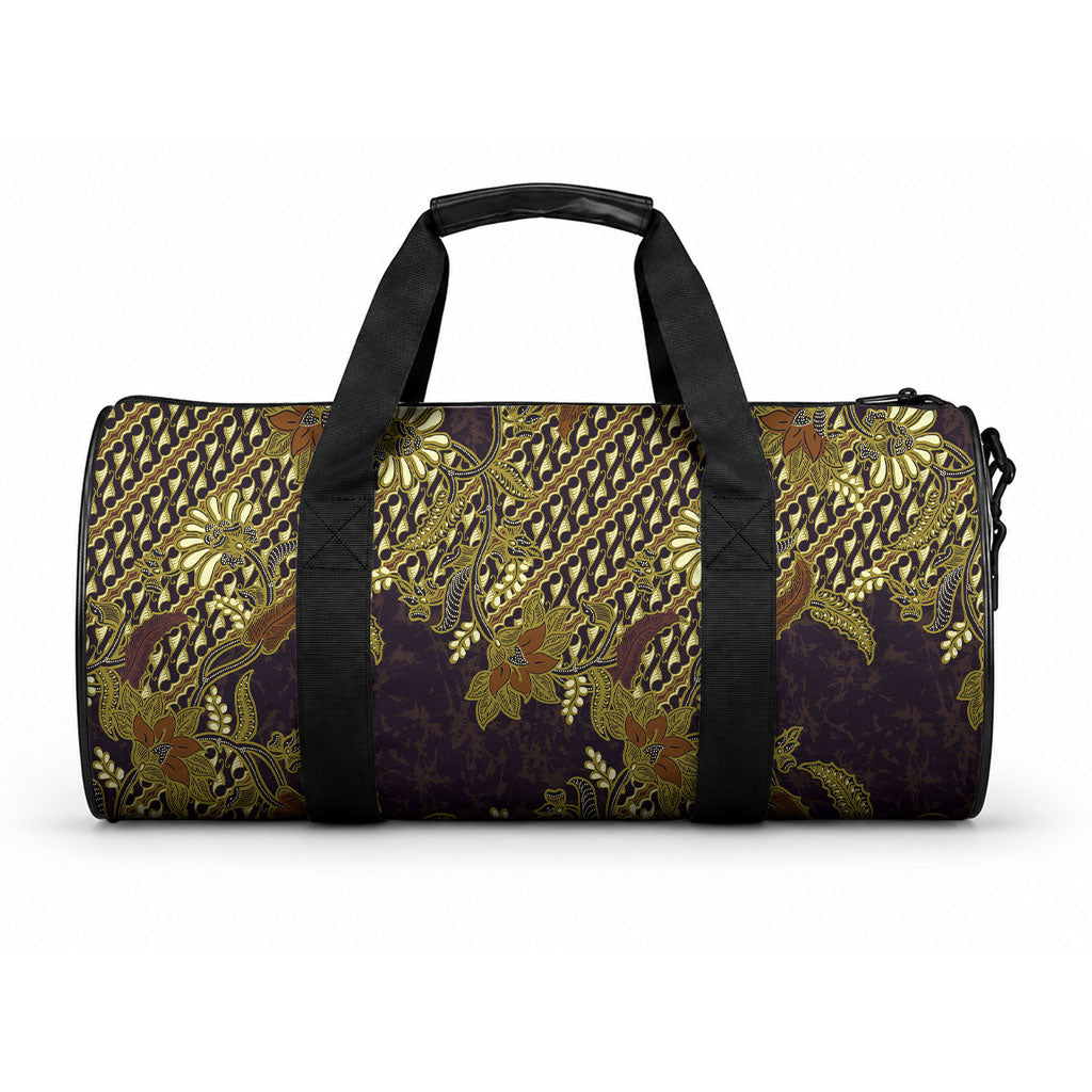 Indonesian Parang Batik Duffle Bag Yellow Floral Pattern LT05 One size Yellow - Polynesian Pride