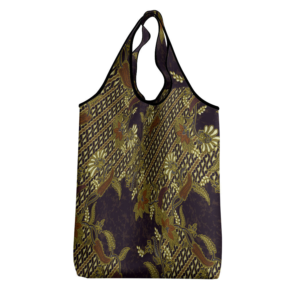 Indonesian Parang Batik Grocery Bag Yellow Floral Pattern LT05 - Polynesian Pride