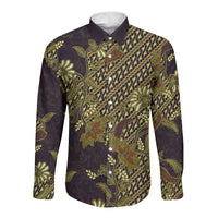 Indonesian Parang Batik Long Sleeve Button Shirt Yellow Floral Pattern LT05 Unisex Yellow - Polynesian Pride