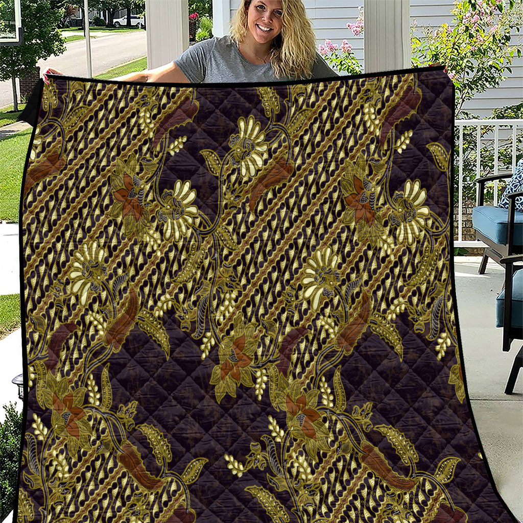 Indonesian Parang Batik Quilt Yellow Floral Pattern LT05 Yellow - Polynesian Pride