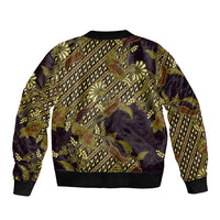 Indonesian Parang Batik Sleeve Zip Bomber Jacket Yellow Floral Pattern LT05 - Polynesian Pride