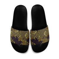 Indonesian Parang Batik Slide Sandals Yellow Floral Pattern LT05 Yellow - Polynesian Pride
