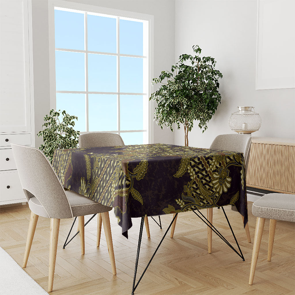 Indonesian Parang Batik Tablecloth Yellow Floral Pattern LT05 - Polynesian Pride