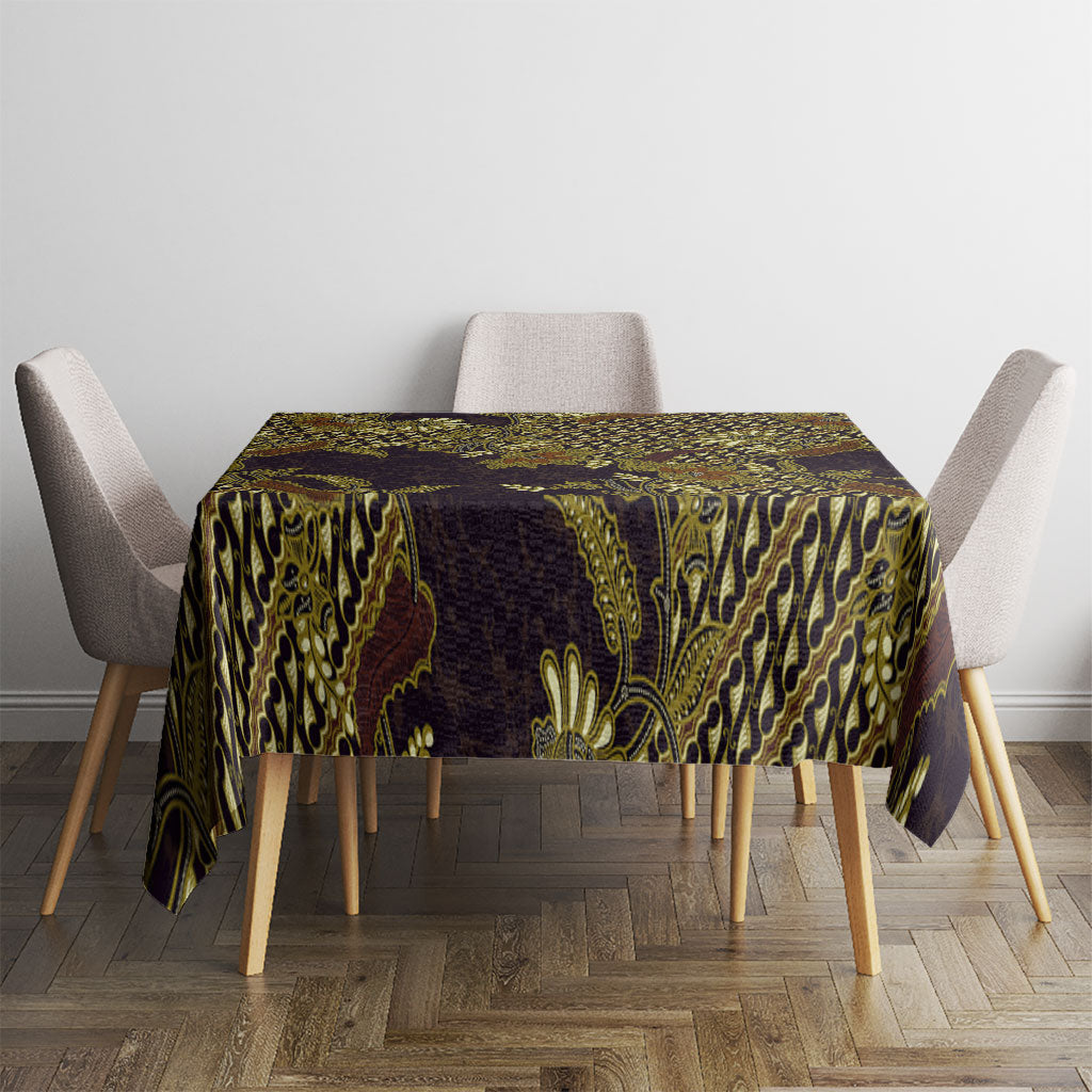 Indonesian Parang Batik Tablecloth Yellow Floral Pattern LT05 - Polynesian Pride