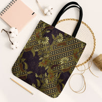 Indonesian Parang Batik Tote Bag Yellow Floral Pattern LT05 Black Strap One Size Yellow - Polynesian Pride