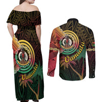Vanuatu Espiritu Santo Island Couples Matching Off Shoulder Maxi Dress and Long Sleeve Button Shirt Beach Landscape LT05 - Polynesian Pride