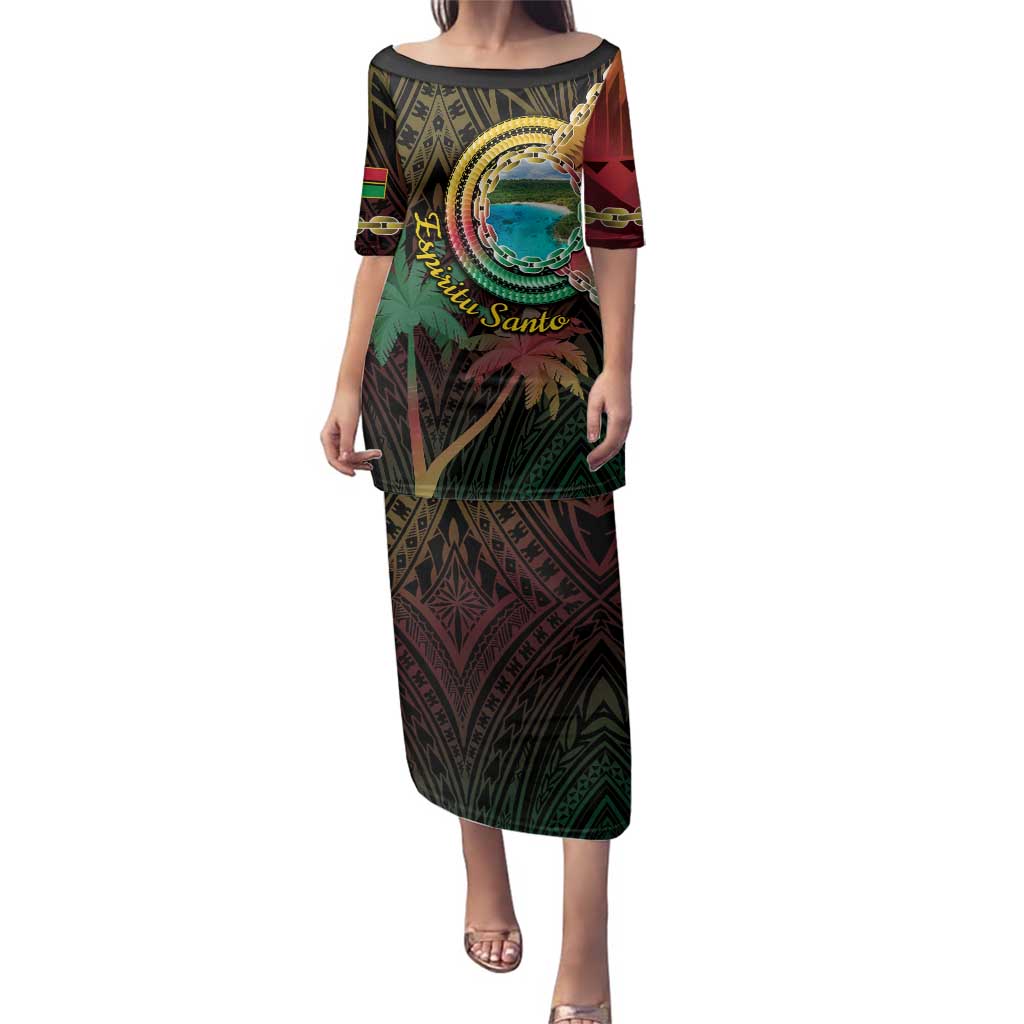 Vanuatu Espiritu Santo Island Family Matching Puletasi and Hawaiian Shirt Beach Landscape