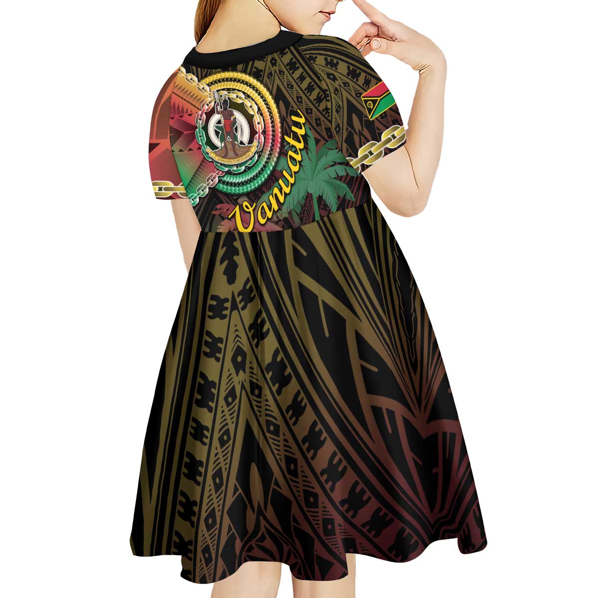 Vanuatu Espiritu Santo Island Kid Short Sleeve Dress Beach Landscape